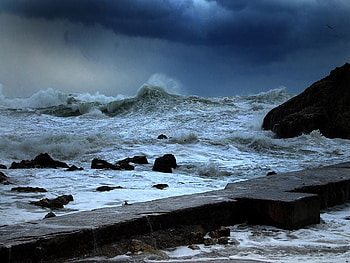 storm, sea HD wallpaper