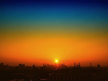 Landscape, Cities, Sunset, Sky, Clear Sky HD wallpaper