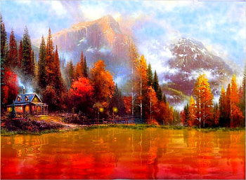 A la costa del lago, lago, color, fantasia, vista HD wallpaper