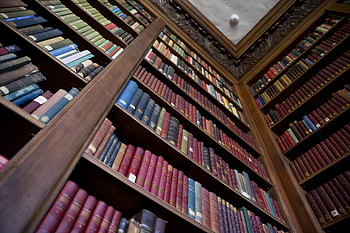 Library shelves, Book collection, High definition display, Reading inspiration HD wallpaper