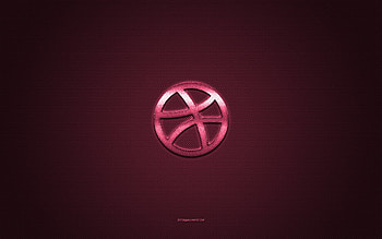 Dribbble logo, pink shiny logo, Dribbble metal emblem, pink carbon fiber texture, Dribbble, brands, creative art, Dribbble emblem HD wallpaper