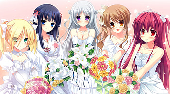 Wedding Bouquets, bouquet, wed, nice, petals, flower, happy, adorable, female, sexy, sweet, gorgeous, hot, girl, kawaii, anime girl, anime, pretty, lovely, cute, floral, dress, long hair, beauty, team, group, , divine, beautiful, elegant, wedding, friend, bride, gown HD wallpaper