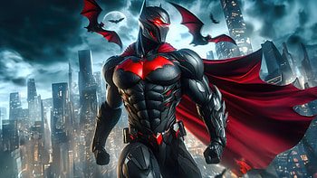 Batman Beyond Epic Confrontation, batman-beyond, batman, superheroes, artwork, digital-art, ai HD wallpaper