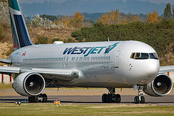 WestJet Airlines, Boeing 767, Canadian airlines, Foggy weather HD wallpaper