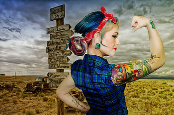 Women - Artistic Woman Pin-Up Tattoo Mood Oil Paint Painting HD wallpaper