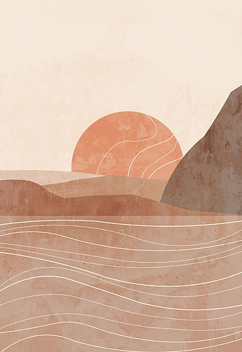 Abstract boho landscape modern art, terracotta print. Art prints boho, Minimalist art, Illustration art HD phone wallpaper