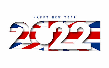 Happy New Year 2022 United Kingdom, white background, United Kingdom 2022, United Kingdom 2022 New Year, 2022 concepts, United Kingdom, Flag of United Kingdom HD wallpaper