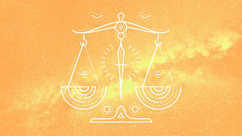 Libra Zodiac Sign, Retro style, Creative art, Turquoise background HD wallpaper