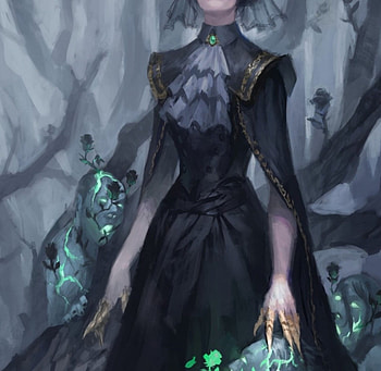 The Necromancer, black, long hair, dress, beauty, lady, darkness, abstract, trees, fantasy woman, female, beautiful, black hair, dark, woman, corpses, undead, fantasy, forest HD wallpaper