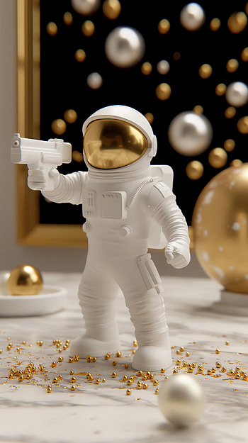 Astronaut Figurine with Blaster - Space Explorer HD phone wallpaper