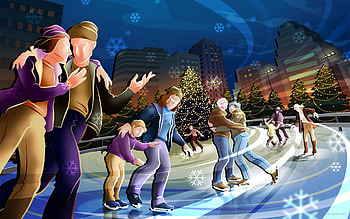 winter fun, winter, couples, holidays, fun, skateing, love, park HD wallpaper