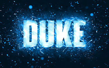 Happy Birtay Duke, , blue neon lights, Duke name, creative, Duke Happy Birtay, Duke Birtay, popular american male names, with Duke name, Duke HD wallpaper