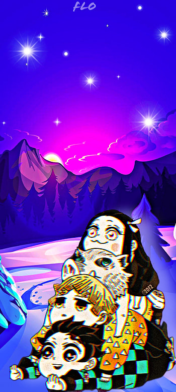 Tanjiro, electric blue, art, inosuke, demon slayer, kimestu no yaiba, nezuko, zenistu HD phone wallpaper