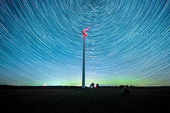 Aurora Startrails , windmill, long-exposure, sky, aurora, nature HD wallpaper
