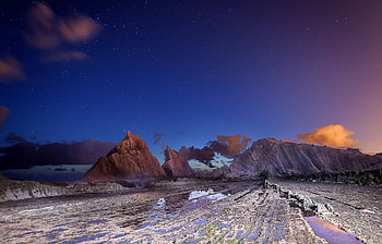 Nature, Sky, Mountains, Stars, Night, Twilight, Dusk HD wallpaper