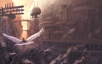 steam fantasy world flying steampunk punk fables steam-punk HD wallpaper