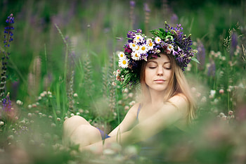 ღ, Flowers, Girl, Summer, Wreath HD wallpaper