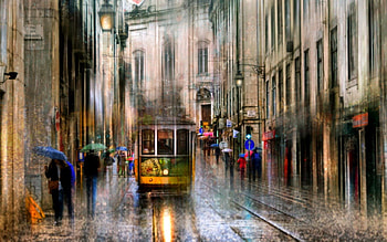 Rain, town, street, drops, rainy, road, nature, splendor HD wallpaper