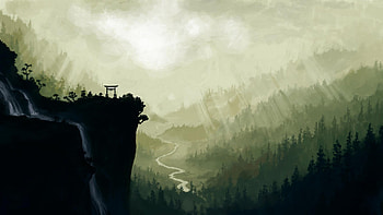 river, epic, forest, nice HD wallpaper