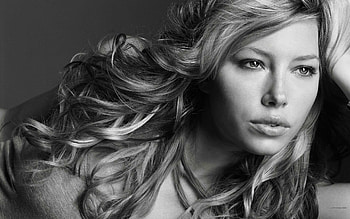 Jessica Biel, Movies, grayscale monochrome HD wallpaper