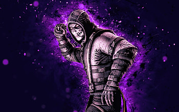 SpecOps Scorpion, , violet neon lights, MKX, Mortal Kombat X, creative, Mortal Kombat, SpecOps Scorpion Mortal Kombat, MK10, SpecOps Scorpion MKX HD wallpaper