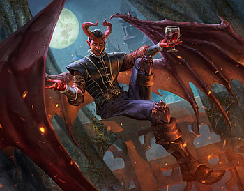 Raphael, demon, wings, night, horns, art, man, dopaprime, bat, view from dawn, moon, fantasy, red, livia prima HD wallpaper
