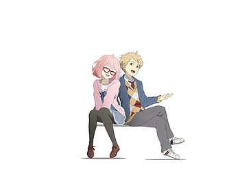 Mirai Kuriyama, Akihito Kanbara, Kyoukai no Kanata, anime couple HD wallpaper