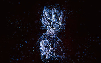 Golden Goku, , Dragon Ball, blue glitter art, Golden Goku DBZ, black background, DBZ, Dragon Ball characters, Golden Goku Dragon Ball Z HD wallpaper