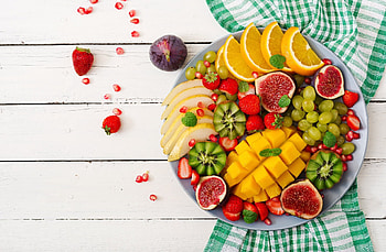 Fruit plate, Mangos HD wallpaper