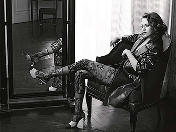 Kristen Stewart, model, hot, , jacket, mirrow, leather, beautiful, actress, Stewart, Kristen, fishnets, 2017, heels, stockings, legs HD wallpaper