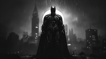 Batman Powerhouse, batman, superheroes, digital-art, artwork, ai, monochrome, black-and-white, deviantart HD wallpaper