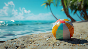 Beach Bliss, beach, ball, ocean, sand HD wallpaper