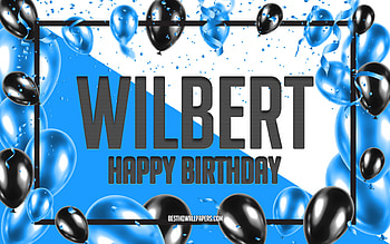 Happy Birtay Wilbert, Birtay Balloons Background, Wilbert, with names, Wilbert Happy Birtay, Blue Balloons Birtay Background, Wilbert Birtay HD wallpaper