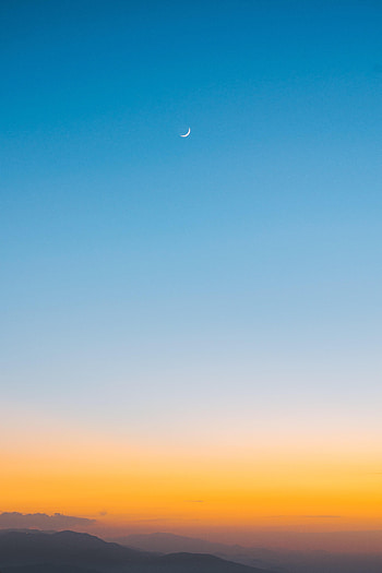 Landscape, Nature, Sunset, Mountains, Moon HD phone wallpaper