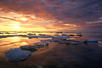 Ice Floating in Fire, yellow, clouds, sky, refelction, floating, orange, ice HD wallpaper