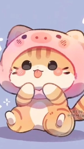 Cat Whit A Pig Hood <3, pink, uwu, cute, aesethic HD phone wallpaper