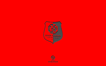Stade Rennais FC, red background, French football team, Stade Rennais FC emblem, Ligue 1, Rennais, France, football, Stade Rennais FC logo HD wallpaper