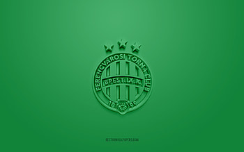 Ferencvaros, creative 3D logo, green background, NB I, 3d emblem, Hungarian football club, Hungary, 3d art, football, Ferencvaros 3d logo HD wallpaper