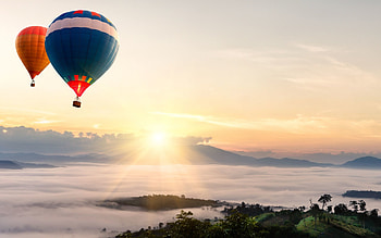 Hot Air Balloons Mountains Landscape, air-balloon, mountains, landscape, nature HD wallpaper