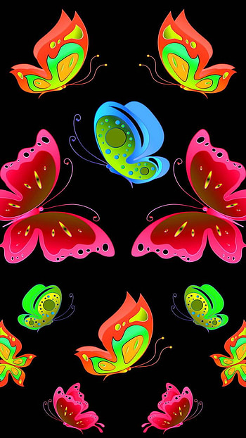 Neon Butterflies, colors, artistic, butterfly HD phone wallpaper