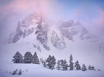 One To Be Conquered, winter, snow, cold, trees, sky, mountain HD wallpaper