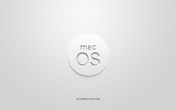 MacOS 3D logo, white background, MacOS white logo, 3D logo, MacOS emblem, MacOS, 3D art HD wallpaper