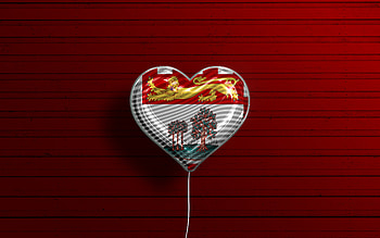 I Love Prince Edward Island, , realistic balloons, red wooden background, Day of Prince Edward Island, canadian provinces, Canada, balloon with flag, Provinces of Canada, Prince Edward Island flag, Prince Edward Island HD wallpaper