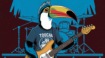 Toucan Rock Star: A Vibrant Ultra, toucan, Rock (Music), guitar, music, illustration HD wallpaper