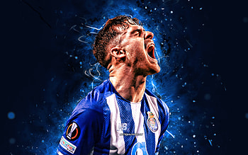 Toni Martinez, , 2022, Porto FC, Primeira Liga, Spanish footballers, Antonio Martinez Lopez, blue neon lights, soccer, FC Porto, Toni Martinez Porto FC, Toni Martinez HD wallpaper