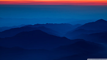 Blue Mountains Red Sky, blue, Japan, red, sky, nature, Fuji, mountains HD wallpaper