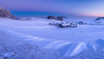 Winter landscape, Winter, Mountains, Trees, Snow, House HD wallpaper