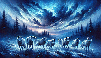 Majestic Wolf Pack, Wolf Pack, wolf, landscape, night, forest HD wallpaper