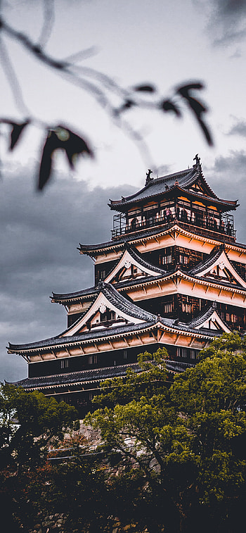 Hiroshima Castle, Japan HD phone wallpaper