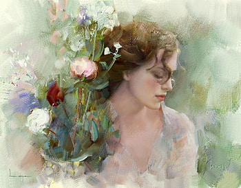 Beauty, rose, art, fantasy, portrait, flower, lsqz, face, girl HD wallpaper